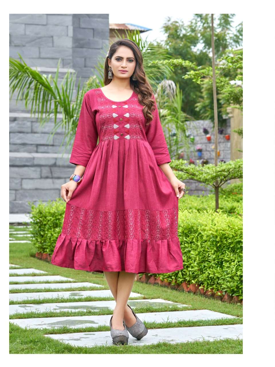 -Smylee-Gulistan- Riyon Embroidery Work Kurti-01